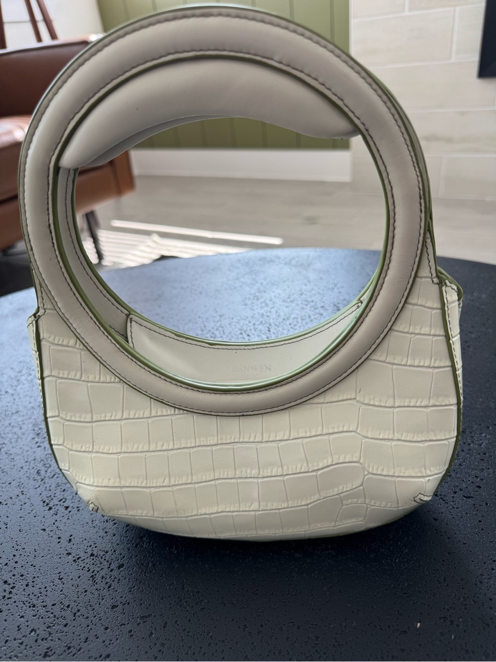 HANWEN NEW YORK Nino Crossbody Clutch Bag Croc-Embossed Calfskin Cream Olive - Picture 5 of 10